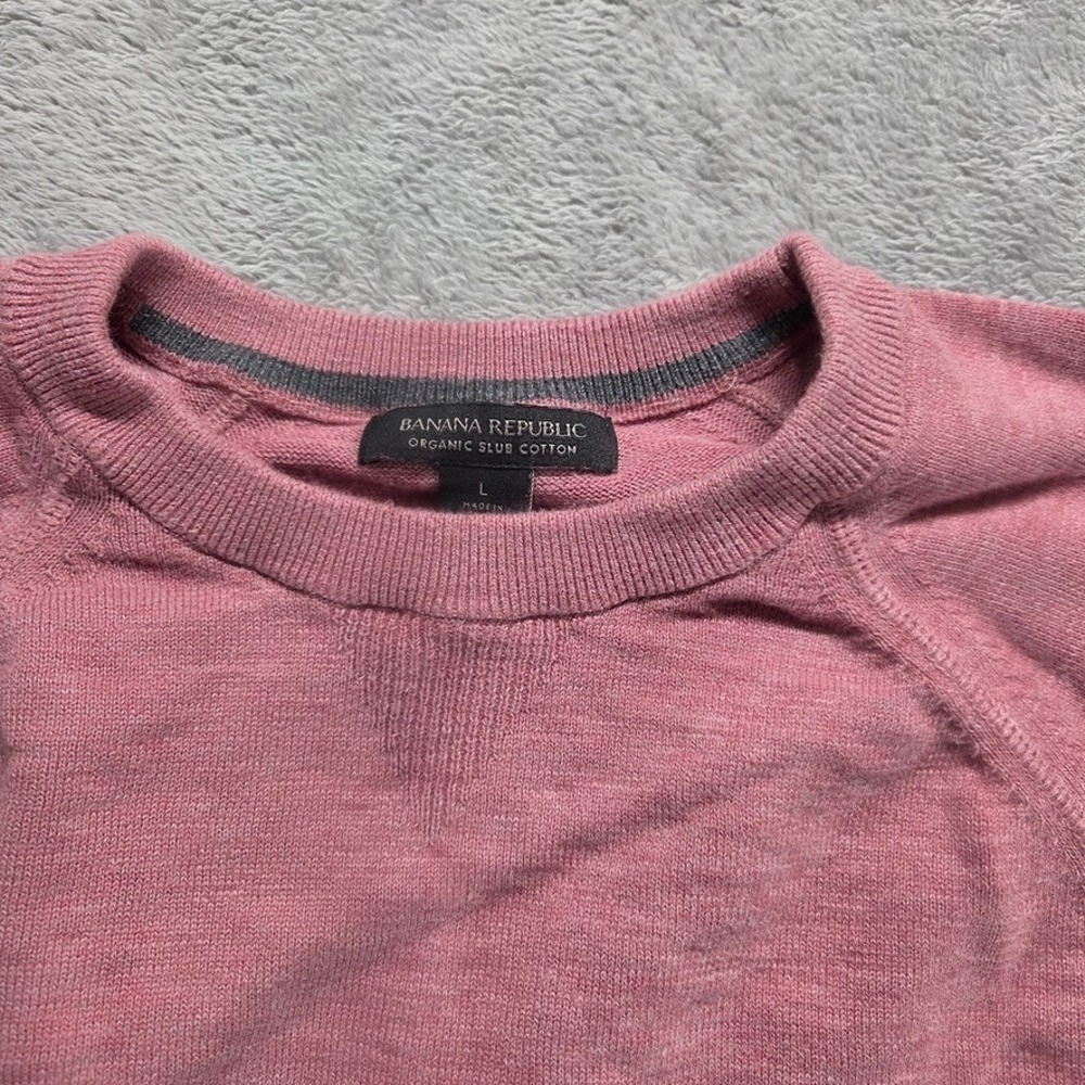 Banana‎ Republic Sweater Mens Large Red Organic Slub Cotton Pullover Raglan - Picture 8 of 13